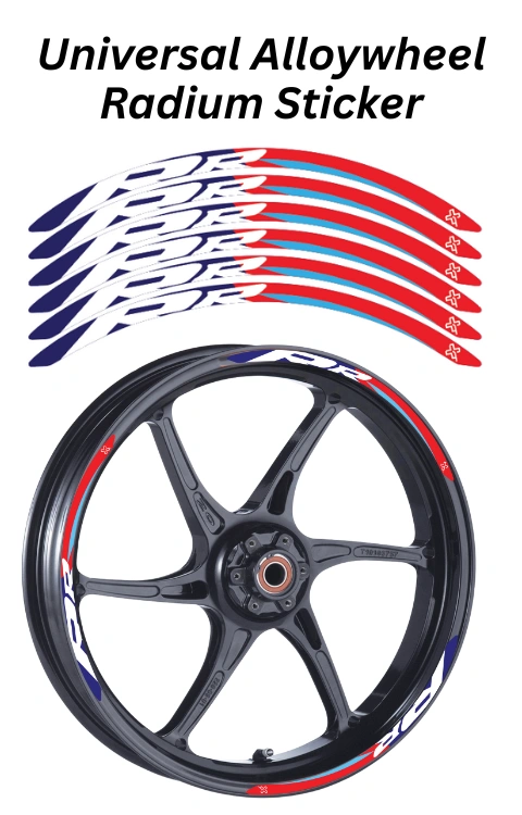 Alloy Wheel Radium Sticker Compatible with Universal Bike | Printed In Premium Radium With FPF(Fade Protection Film), Water Proof, Precut Sticker, Pack Of 12